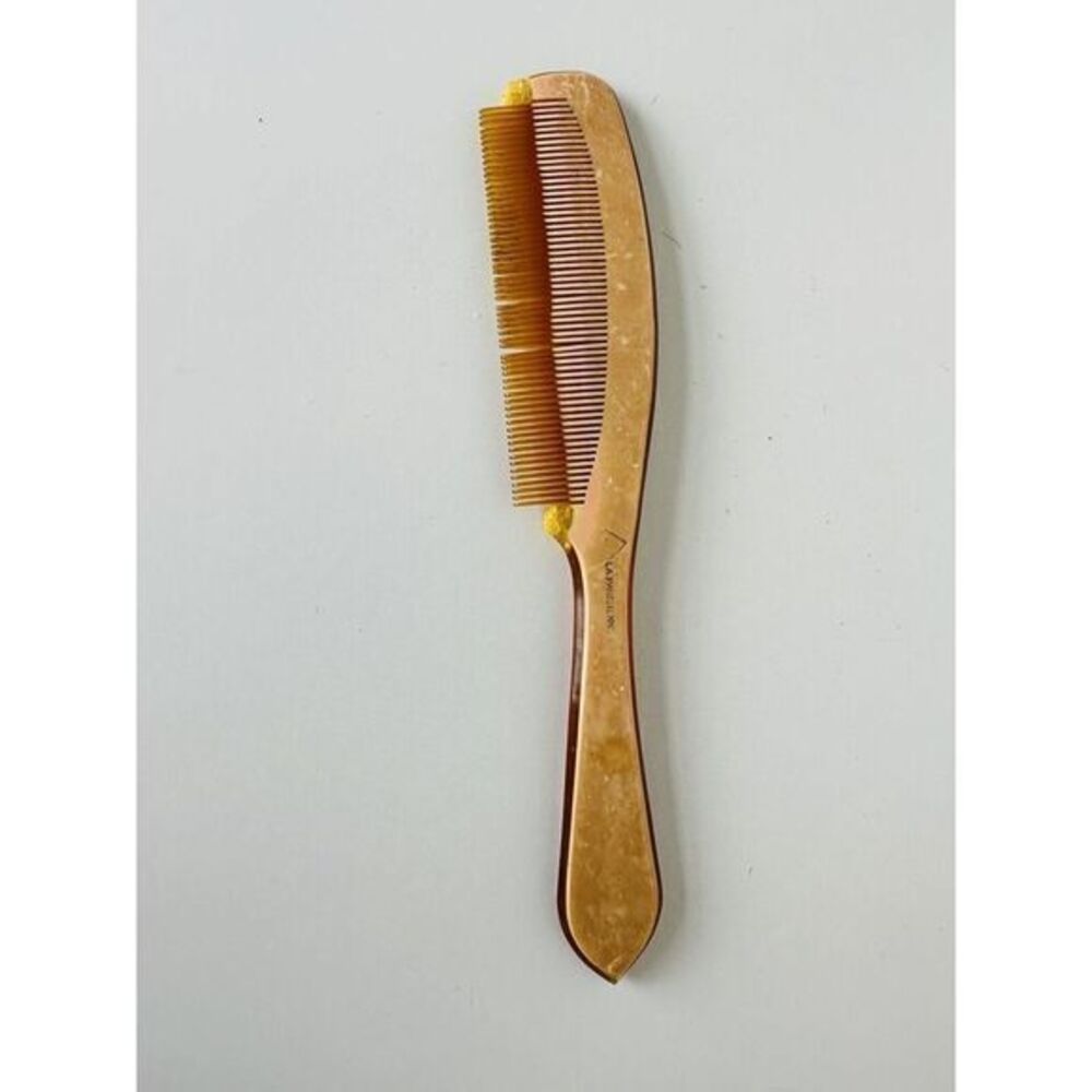1920'S Art Deco Celluloid La Parisienne Hair Comb FRANCE Salmon Brown 8.75"